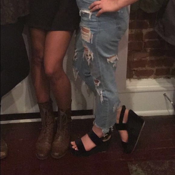 Steve Madden Black Velvet Platform Sandals - Picture 6 of 6